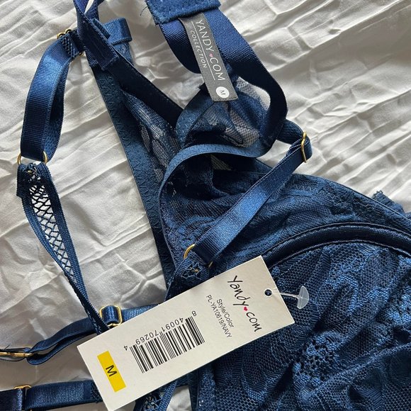 2-Piece Lingerie Set - Bra w/ High Waisted Panty - Blue - Picture 5 of 5